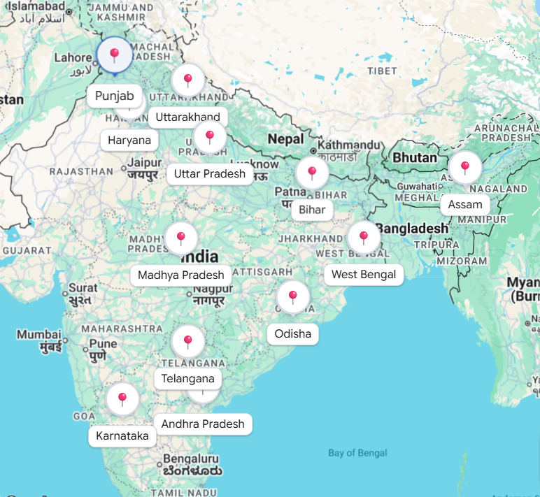 HB Agro geographic reach across India — 15 states covered